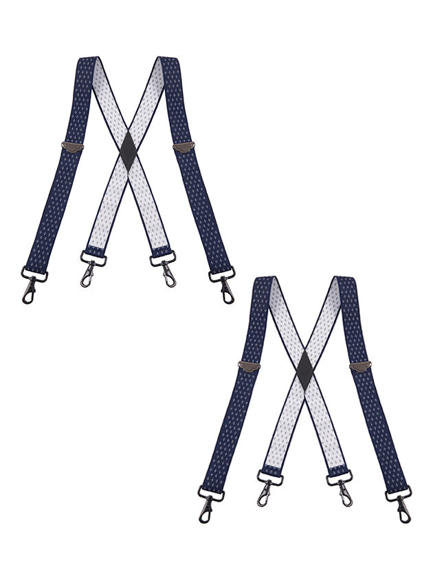 "Buyless Fashion 2 pack Suspenders for Men - 48"" Adjustable Straps 1 1/4"" - X Back with Black Hooks"