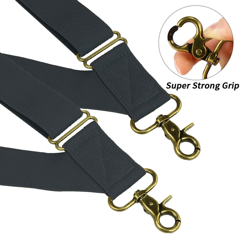 "Buyless Fashion Trucker Suspenders for Men - 48"" Elastic Adjustable Straps 1 1/4"" - X Back Utility Braces"