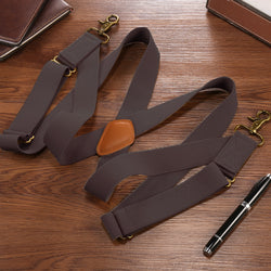"Buyless Fashion Trucker Suspenders for Men - 48"" Elastic Adjustable Straps 1 1/4"" - X Back Utility Braces"