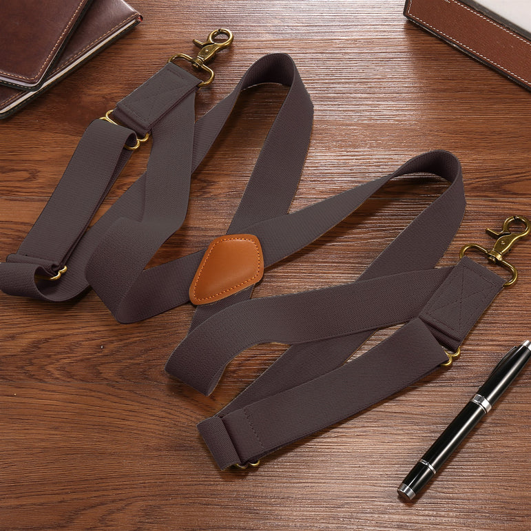 "Buyless Fashion Trucker Suspenders for Men - 48"" Elastic Adjustable Straps 1 1/4"" - X Back Utility Braces"