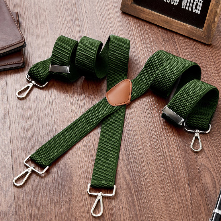 "Buyless Fashion Heavy Duty 2 Pack Suspenders for Men - 48"" Adjustable Straps 1 1/2"" - X Back with Strong Hooks"