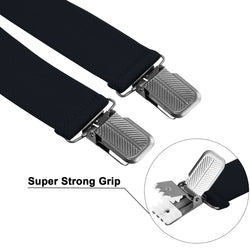 "Buyless Fashion 2 pack Suspenders for Men - 48"" Adjustable Straps 1 1/4"" - X Back With Black Clips"