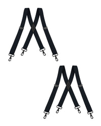 "Buyless Fashion 2 pack Suspenders for Men - 48"" Adjustable Straps 1 1/4"" - X Back with Black Hooks"