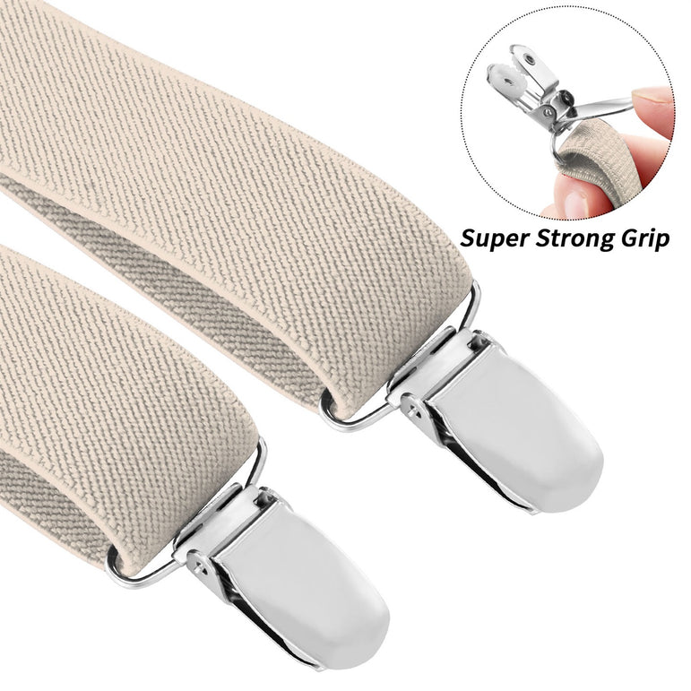 "Buyless Fashion Adjustable Suspenders for Kids - 26"" Elastic Straps 1"" - Leather Y Shape Back - 5151"