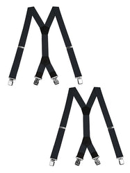 "Buyless Fashion Heavy Duty Textured 2 Pack Suspenders for Men - 48"" Adjustable Straps 1 1/2"" - Y Shape"