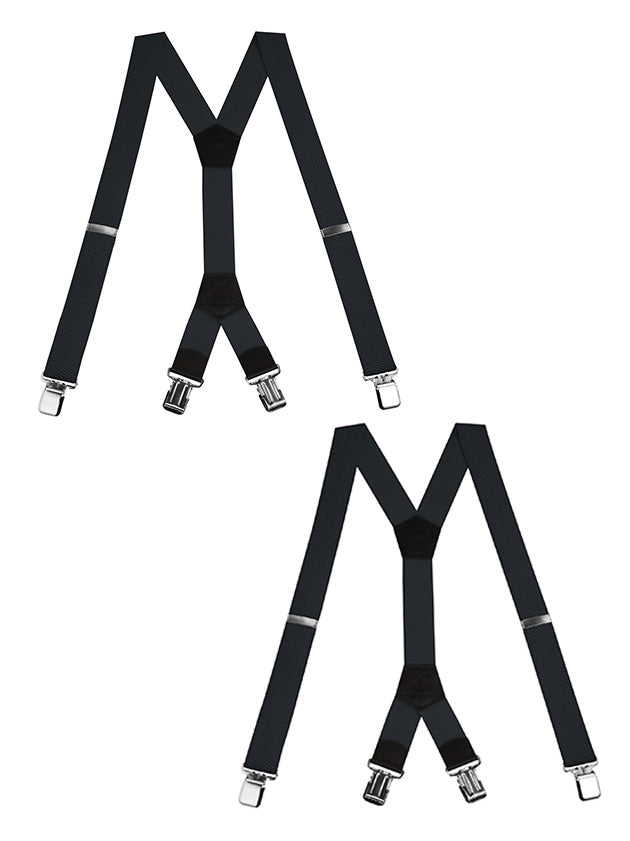 "Buyless Fashion Heavy Duty Textured 2 Pack Suspenders for Men - 48"" Adjustable Straps 1 1/2"" - Y Shape"