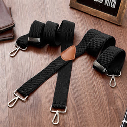 "Buyless Fashion Heavy Duty 2 Pack Suspenders for Men - 48"" Adjustable Straps 1 1/2"" - X Back with Strong Hooks"