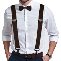 "Buyless Fashion 2 pack Suspenders for Men - 48"" Adjustable Straps 1 1/4"" - X Back with Black Hooks"