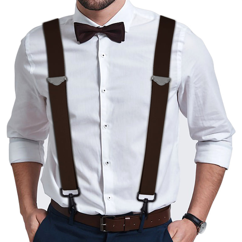 "Buyless Fashion 2 pack Suspenders for Men - 48"" Adjustable Straps 1 1/4"" - X Back with Black Hooks"