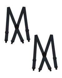 "Buyless Fashion Heavy Duty 2 Pack Suspenders for Men - 48"" Adjustable Straps 1 1/2"" - X Back with Black Plastic Clips"