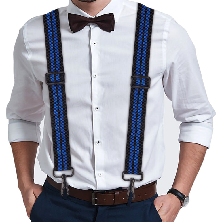 "Buyless Fashion Heavy Duty 2 Pack Suspenders for Men - 48"" Adjustable Straps 1 1/2"" - X Back with Strong Hooks"