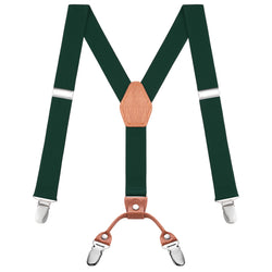 "Buyless Fashion Adjustable Suspenders for Kids - 26"" Elastic Straps 1"" - Leather Y Shape Back - 5151"