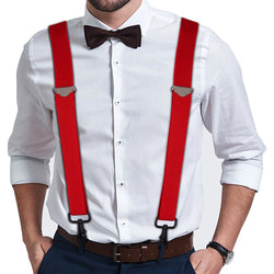 "Buyless Fashion 2 pack Suspenders for Men - 48"" Adjustable Straps 1 1/4"" - X Back with Black Hooks"