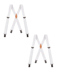 "Buyless Fashion 2 pack Suspenders for Men - 48"" Adjustable Straps 1 1/4"" - X Back With Black Clips"