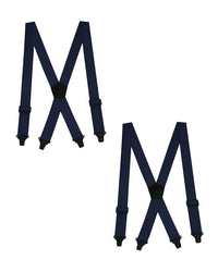 "Buyless Fashion Heavy Duty 2 Pack Suspenders for Men - 48"" Adjustable Straps 1 1/2"" - X Back with Black Plastic Clips"
