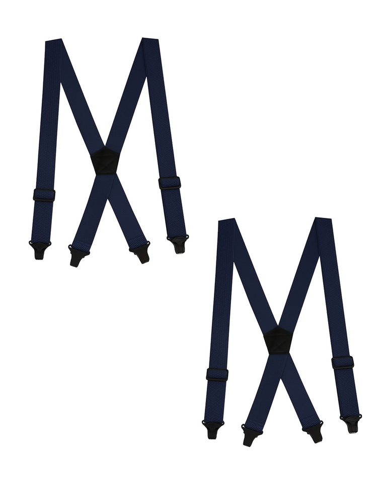 "Buyless Fashion Heavy Duty 2 Pack Suspenders for Men - 48"" Adjustable Straps 1 1/2"" - X Back with Black Plastic Clips"