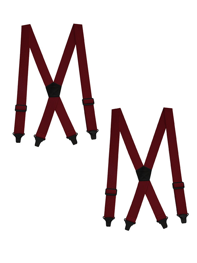 "Buyless Fashion Heavy Duty 2 Pack Suspenders for Men - 48"" Adjustable Straps 1 1/2"" - X Back with Black Plastic Clips"