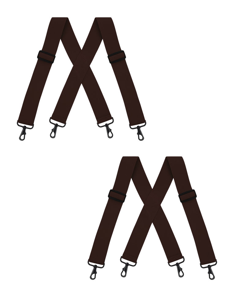 "Buyless Fashion Mens 2 Pack Suspenders - 48"" Elastic Adjustable Heavy Duty 2"" Wide - X Back With Black Hooks"