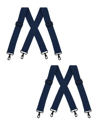 "Buyless Fashion Mens 2 Pack Suspenders - 48"" Elastic Adjustable Heavy Duty 2"" Wide - X Back With Black Hooks"
