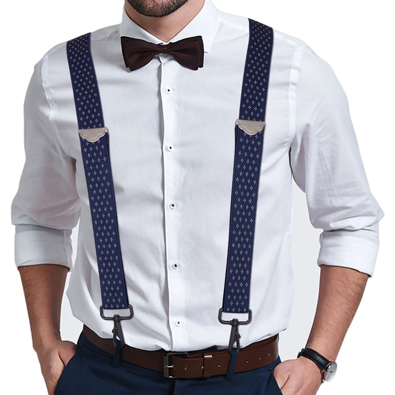 "Buyless Fashion 2 pack Suspenders for Men - 48"" Adjustable Straps 1 1/4"" - X Back with Black Hooks"