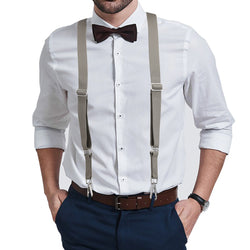 "Buyless Fashion Trucker 2 Pack Suspenders for Men - 48"" Elastic Adjustable Straps 1"" - X Back Utility Braces"