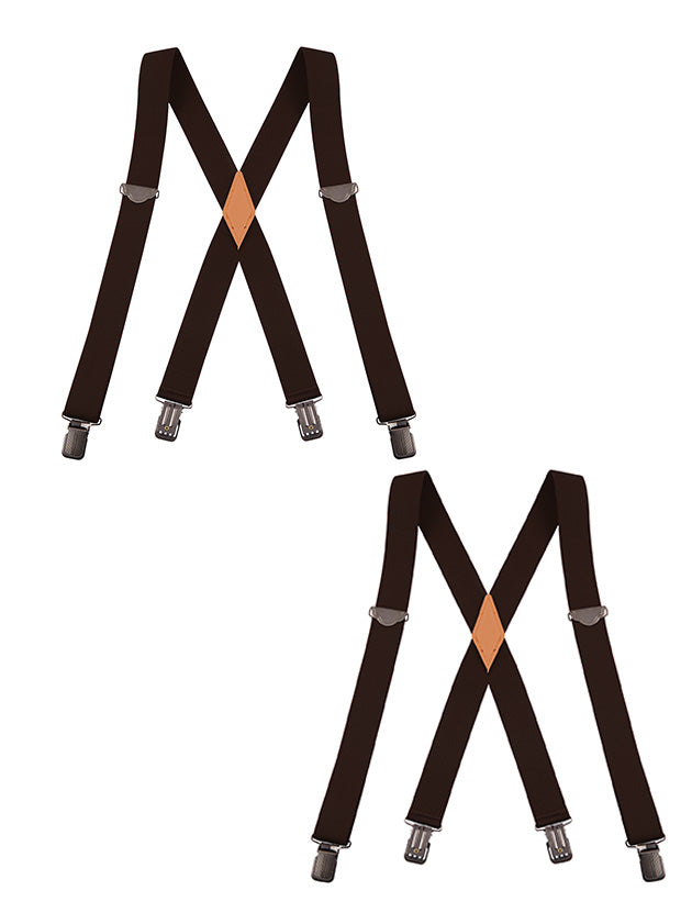 "Buyless Fashion 2 pack Suspenders for Men - 48"" Adjustable Straps 1 1/4"" - X Back With Black Clips"