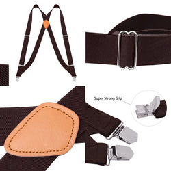 "Buyless Fashion Trucker 2 Pack Suspenders for Men - 48"" Elastic Adjustable Straps 1 1/4"" - X Back"
