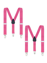 Buyless Fashion Adjustable 2 Pack Suspenders for Kids Toddlers Baby Elastic Solid Color 1 Inch - Y Back Design