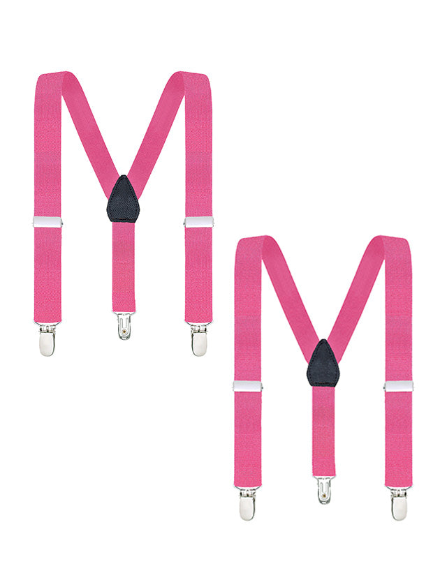 Buyless Fashion Adjustable 2 Pack Suspenders for Kids Toddlers Baby Elastic Solid Color 1 Inch - Y Back Design