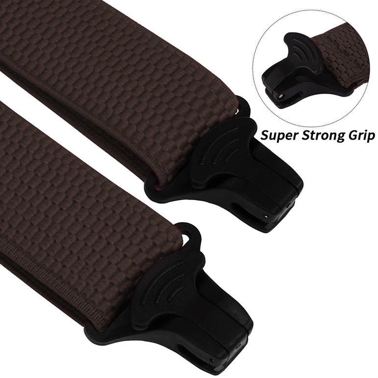 "Buyless Fashion Heavy Duty 2 Pack Suspenders for Men - 48"" Adjustable Straps 1 1/2"" - X Back with Black Plastic Clips"