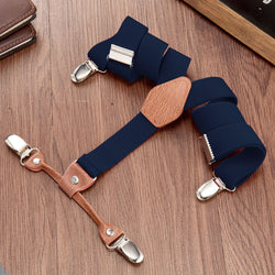 "Buyless Fashion Adjustable Suspenders for Kids - 26"" Elastic Straps 1"" - Leather Y Shape Back - 5151"