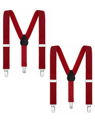 Buyless Fashion Adjustable 2 Pack Suspenders for Kids Toddlers Baby Elastic Solid Color 1 Inch - Y Back Design