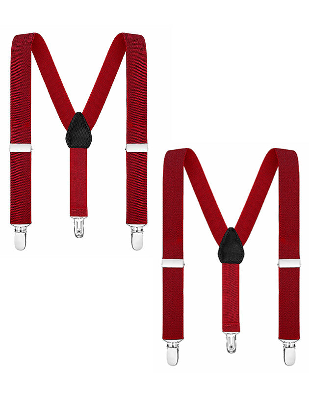 Buyless Fashion Adjustable 2 Pack Suspenders for Kids Toddlers Baby Elastic Solid Color 1 Inch - Y Back Design