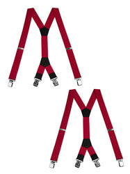 "Buyless Fashion Heavy Duty Textured 2 Pack Suspenders for Men - 48"" Adjustable Straps 1 1/2"" - Y Shape"