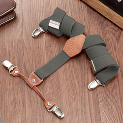 "Buyless Fashion Adjustable Suspenders for Kids - 26"" Elastic Straps 1"" - Leather Y Shape Back - 5151"