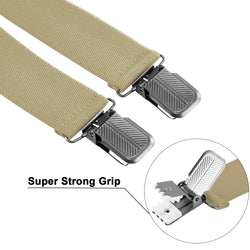 "Buyless Fashion 2 pack Suspenders for Men - 48"" Adjustable Straps 1 1/4"" - X Back With Black Clips"
