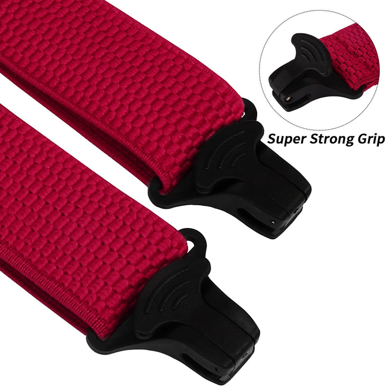 "Buyless Fashion Heavy Duty 2 Pack Suspenders for Men - 48"" Adjustable Straps 1 1/2"" - X Back with Black Plastic Clips"