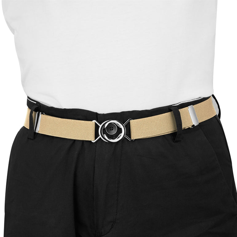 Buyless Fashion Kids Toddlers Baby Adjustable Elastic Stretch Belt with Silver Twisted Buckle