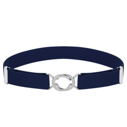 Buyless Fashion Kids Toddlers Baby Adjustable Elastic Stretch Belt with Silver Twisted Buckle