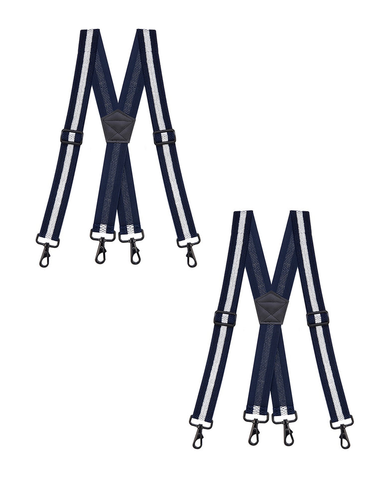 "Buyless Fashion Heavy Duty 2 Pack Suspenders for Men - 48"" Adjustable Straps 1 1/2"" - X Back with Strong Hooks"