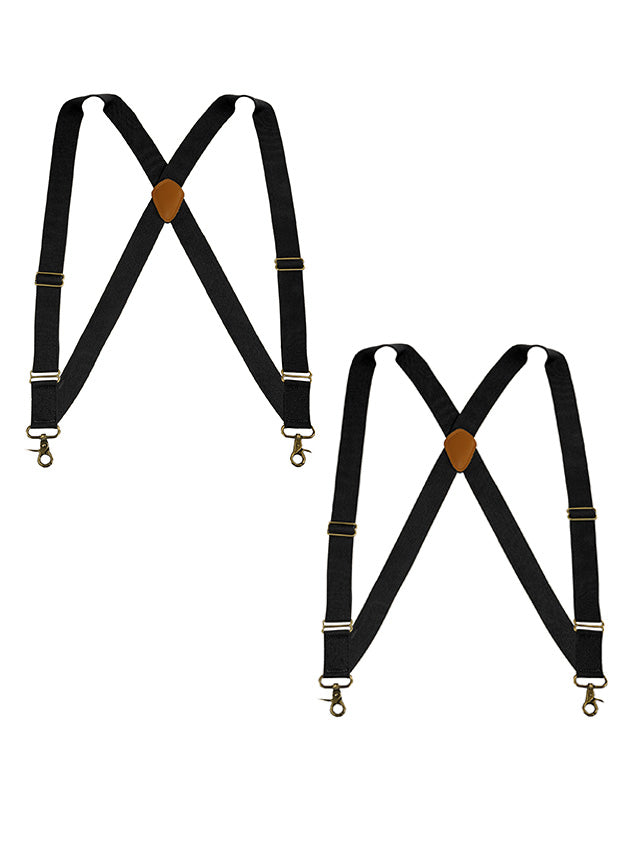 "Buyless Fashion Trucker 2 Pack Suspenders for Men - 48"" Elastic Adjustable Straps 1 1/4"" - X Back Utility Braces"