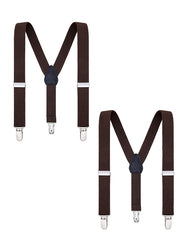 Buyless Fashion Adjustable 2 Pack Suspenders for Kids Toddlers Baby Elastic Solid Color 1 Inch - Y Back Design