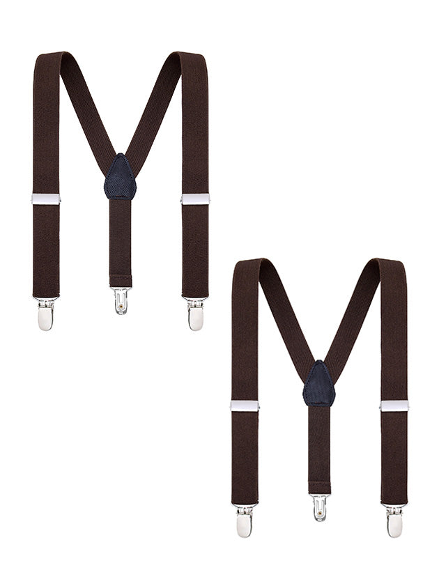 Buyless Fashion Adjustable 2 Pack Suspenders for Kids Toddlers Baby Elastic Solid Color 1 Inch - Y Back Design