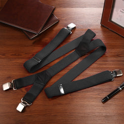 "Buyless Fashion Heavy Duty Textured 2 Pack Suspenders for Men - 48"" Adjustable Straps 1 1/2"" - Y Shape"