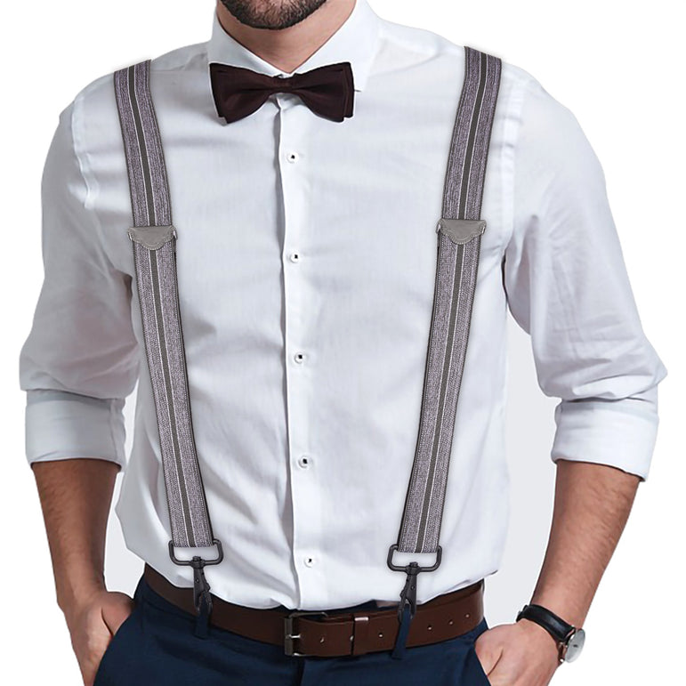 "Buyless Fashion 2 pack Suspenders for Men - 48"" Adjustable Straps 1 1/4"" - X Back with Black Hooks"