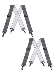 "Buyless Fashion Mens 2 Pack Suspenders - 48"" Elastic Adjustable Heavy Duty 2"" Wide - X Back With Black Hooks"