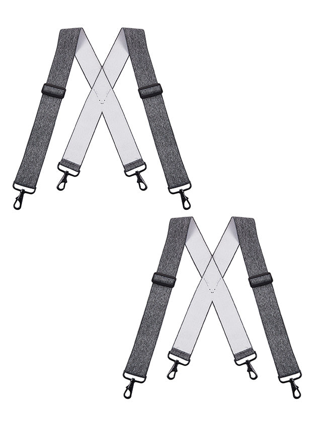"Buyless Fashion Mens 2 Pack Suspenders - 48"" Elastic Adjustable Heavy Duty 2"" Wide - X Back With Black Hooks"