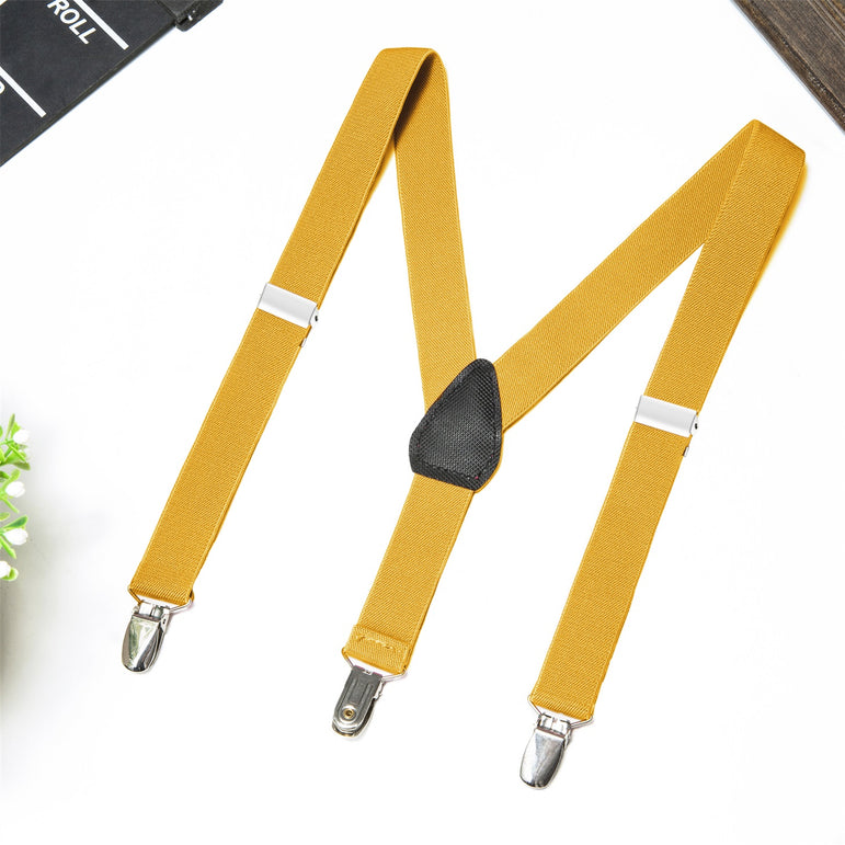 Buyless Fashion Adjustable 2 Pack Suspenders for Kids Toddlers Baby Elastic Solid Color 1 Inch - Y Back Design
