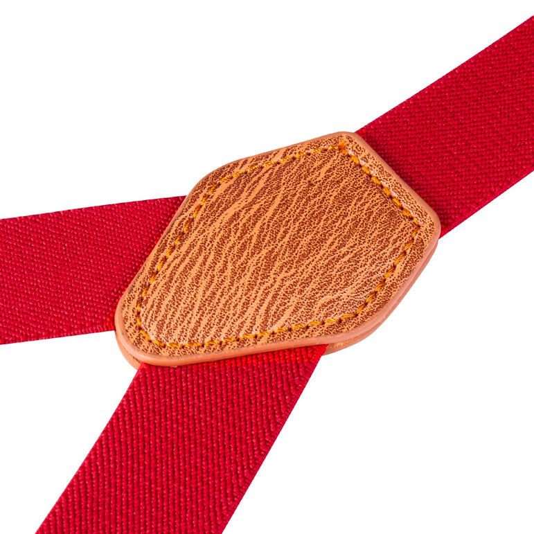 "Buyless Fashion Adjustable Suspenders for Kids - 26"" Elastic Straps 1"" - Leather Y Shape Back - 5151"