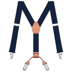 "Buyless Fashion Adjustable Suspenders for Kids - 26"" Elastic Straps 1"" - Leather Y Shape Back - 5151"